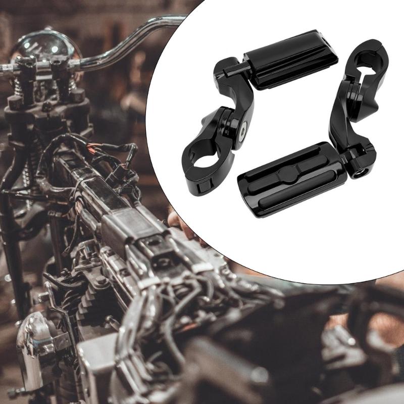 Motorcycle Highway Pegs Short Angled ride Footrests with Adjustable Mount Aluminum Rubber for 1.25" Engine Guard