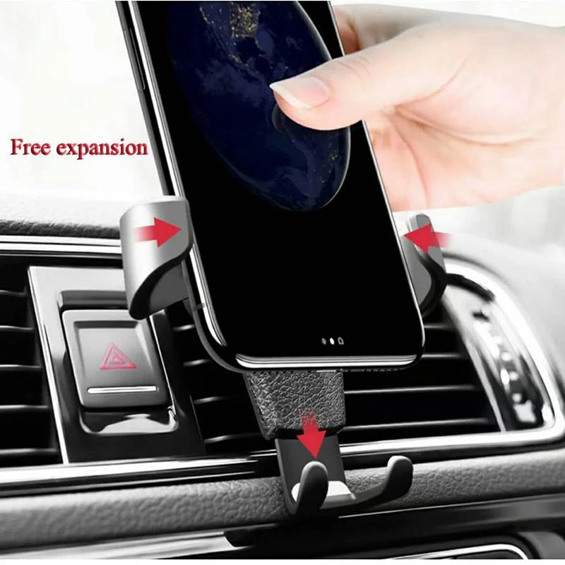 Car Leather Cell Phone Holder Car Air Vent Universal Cell Phone Holder Automatic Locking Anti-shaking Firm Holder