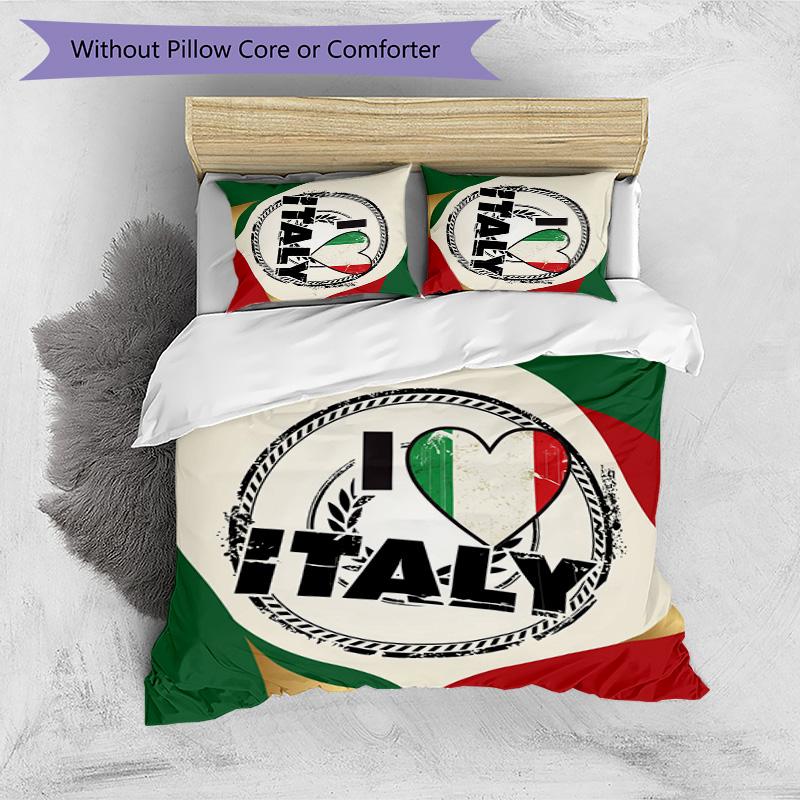 Set Lenzuola Stampate Calcio Italia 3 Pezzi Copriletto Traspirante Accogliente come Regalo per Inaugurazione Casa o Vacanze