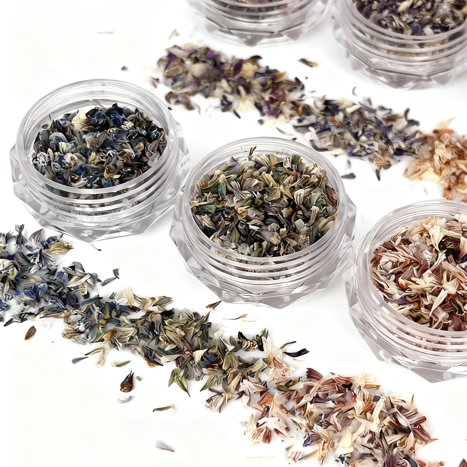 Pressed Set Petal Flakes Dried Flowers Pressed Flowers Nail Parts Dried Flower Flakes Petal Tips Pressed Flower Flakes for Nail Art Natural Petals