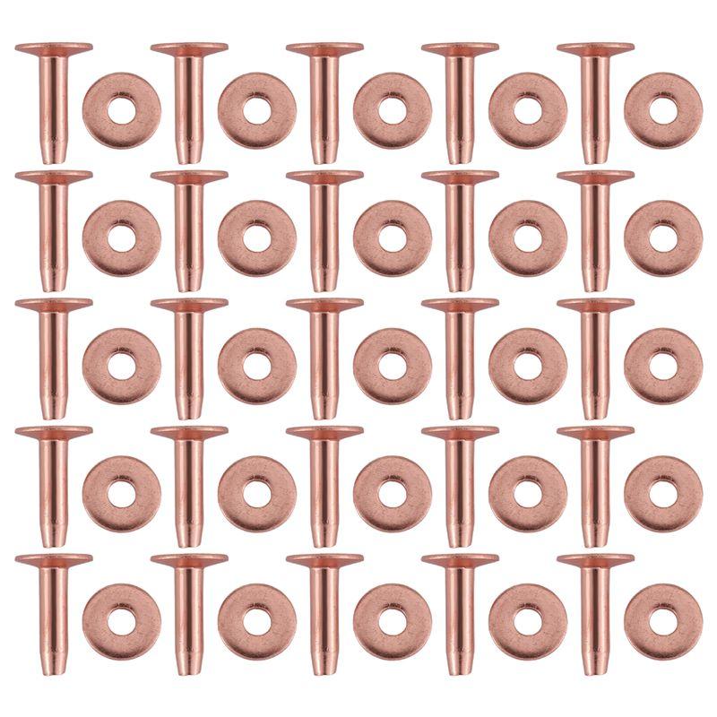 BAAJ-25 Sets Copper Rivet Burrs Washer, Long Leather Copper Rivet Fastener,For Wallets Leather DIY Craft Supplies