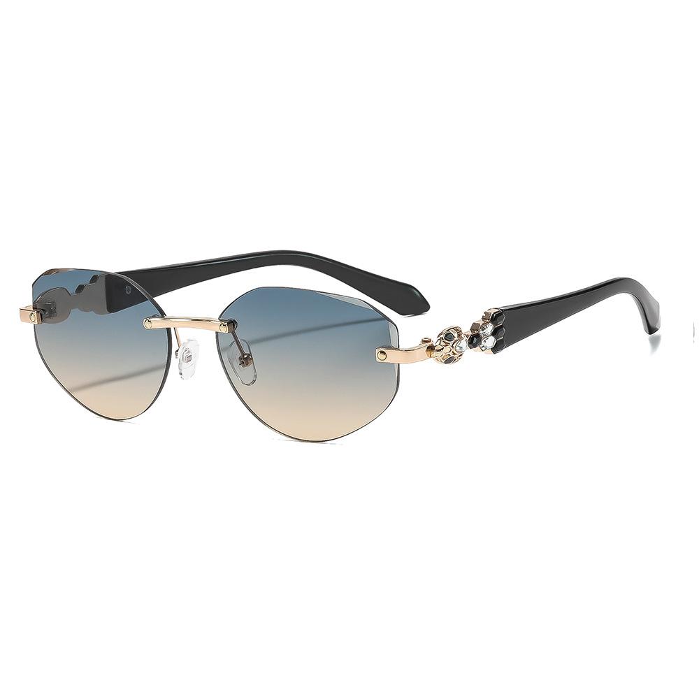 European and American frameless trimmed fashion polygon women's sunglasses personalized sunglasses street photography travel sunglasses