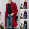 2024 Autumn/Winter Women's Long Wool Coat with Hidden Buttons - European/American Style