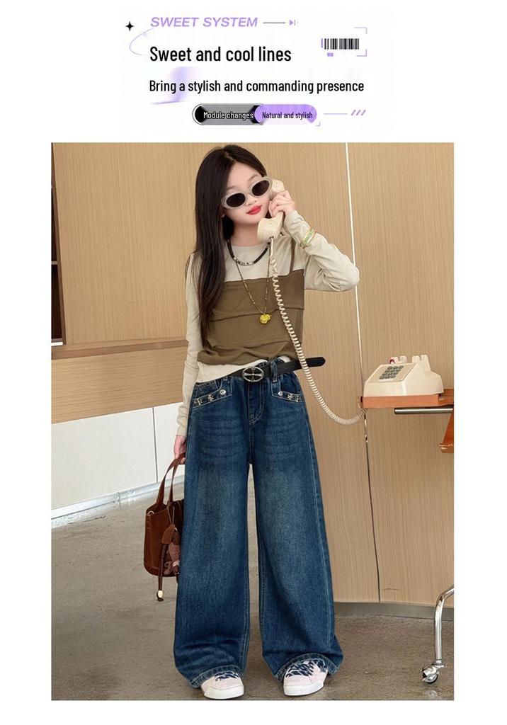Girls' Wide-Leg Jeans: Versatile Autumn Style for Kids