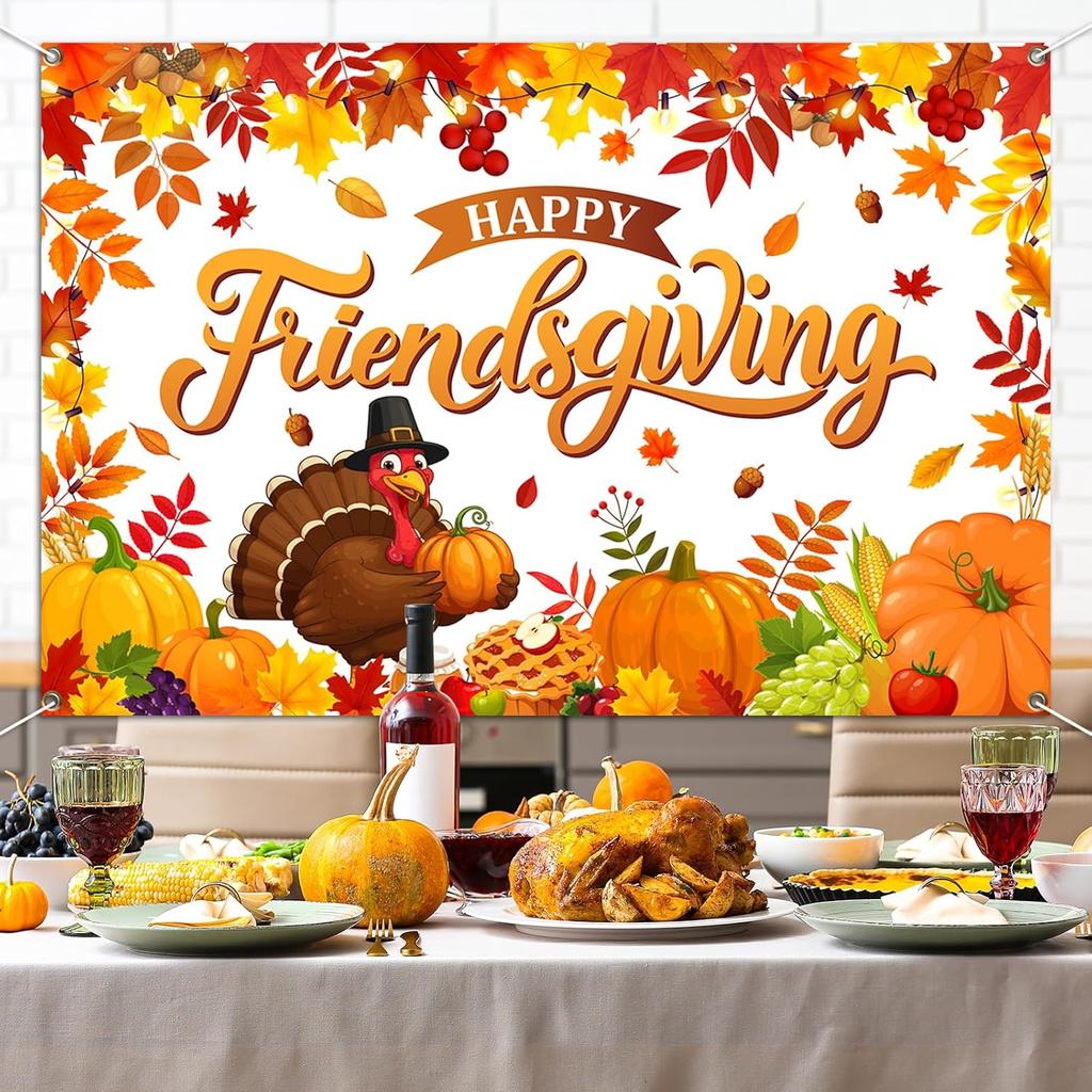 Happy Thanksgiving Banner - Fall Thanksgiving Party Supplies Autunm Harvest Pumpkin Background Banner Indoor Outdoor Decoration for Fall Birthday