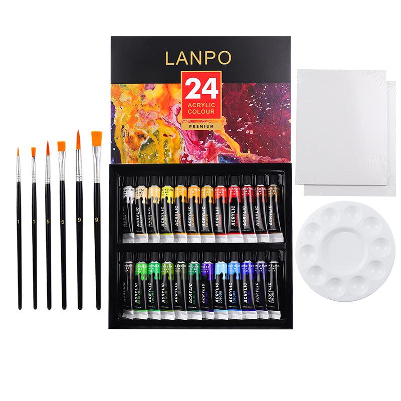 Acrylic Paint Set: 12 or 24 Colors in 12ml or 60ml, Waterproof, Hand-Painting DIY Kit