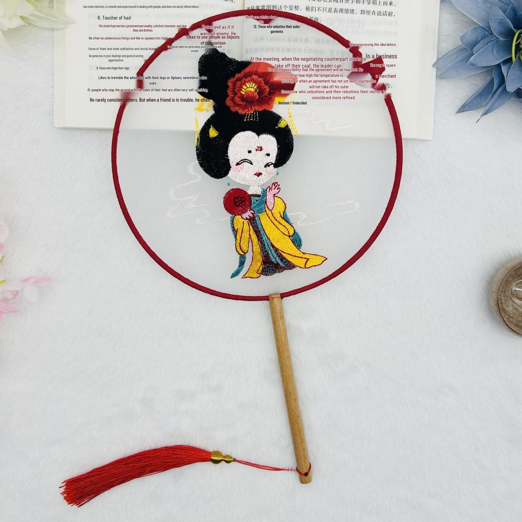 Ancient Style Single-Sided Suzhou Embroidery Dance Fan