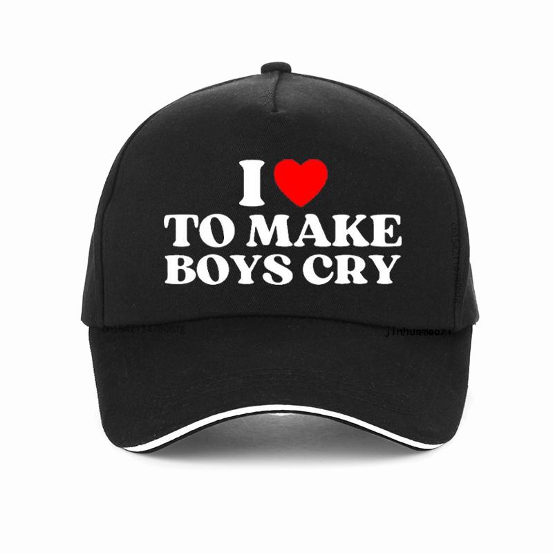 Novelty I Heart To Make Boys Cry Funny Red Heart Love Girls Hat Fashion Cute Women Summer Baseball Cap Birthday Gifts Hats