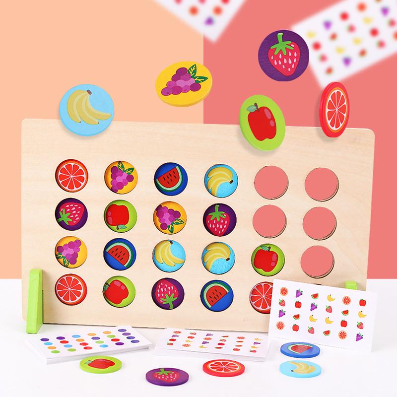 Children s Wooden Double-Sided Fruit Arrangement Game for Right Brain Development and Memory Training.