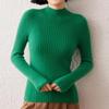 Women's Striped Cashmere Sweater - Autumn/Winter, Half-High Neck, Slim-Fit, Knitted Base Layer
