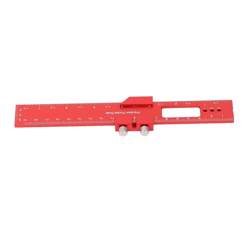 Woodworking Ruler 8 Inch Aluminum Alloy Scribing Measuring Tool with Positioning Sliding Block