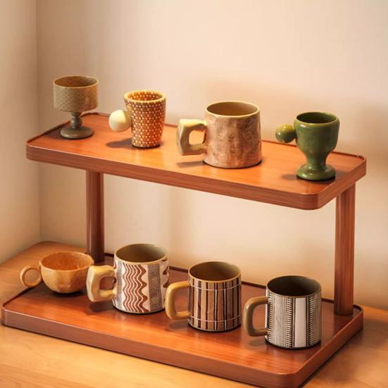 Desktop Storage Rack Durable Construction Strong Load-bearing Multipurpose Wood Tabletop Stand Storage Shelf