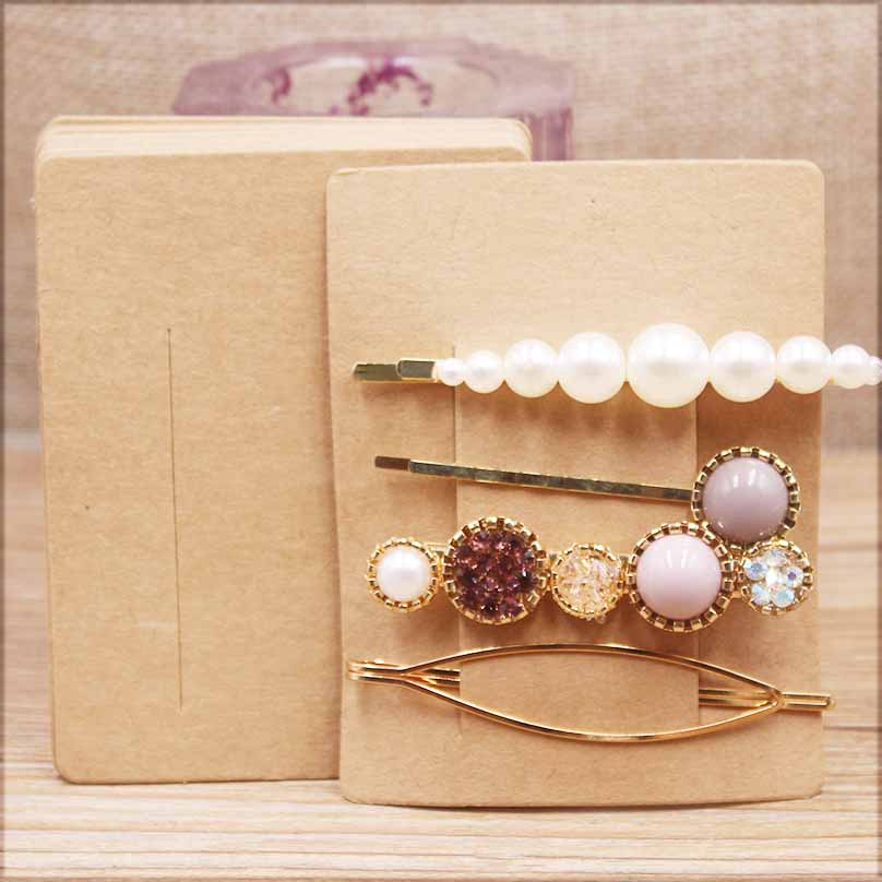 50 pc 7x9cm kraft paper black and white color jewelry packaging hairpin card white paper hairpin display card label