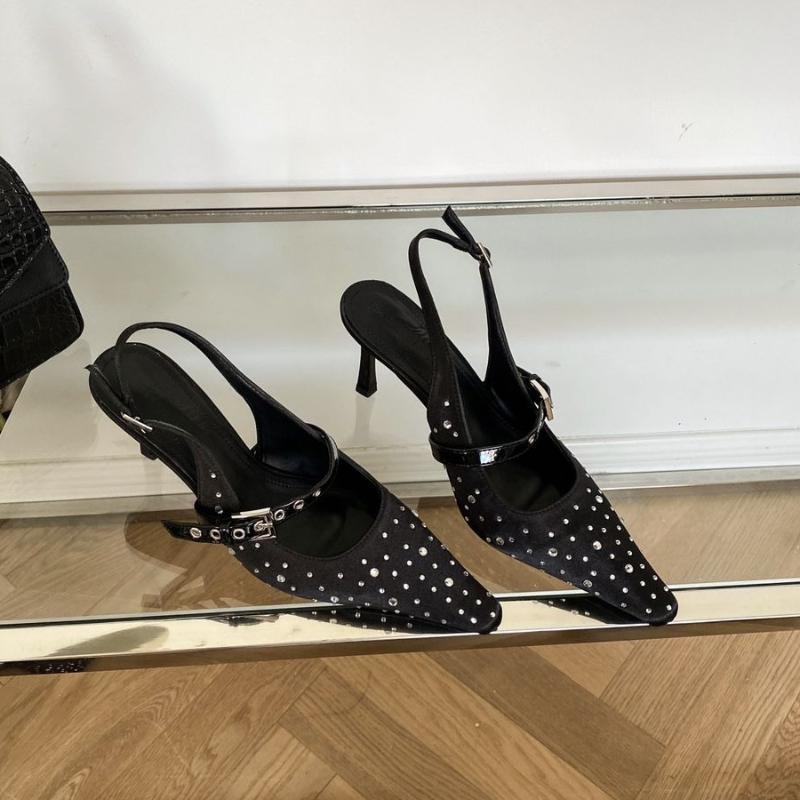 

Fashion Bling Fashion Silk Women Heels Pumps Shoes Female Pointed Toe Footwear Luxury Rhinestones Ladies High Heels Shoes Sandals Mules 35 чёрный