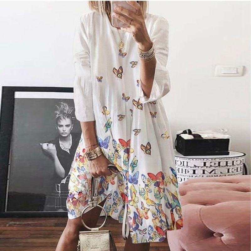 

Amazon Wish Express Printed Dress for Woman Milky White XXL