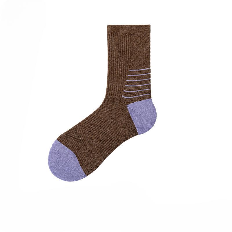 Female Spring and Autumn Fitness Running Waist Pressure Towel Bottom Color Boneless Tube Cotton Socks