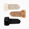 Suede  Gloves Plaid Women Cycling Mittens Sweet Winter Fleece-lined Gloves  Driving