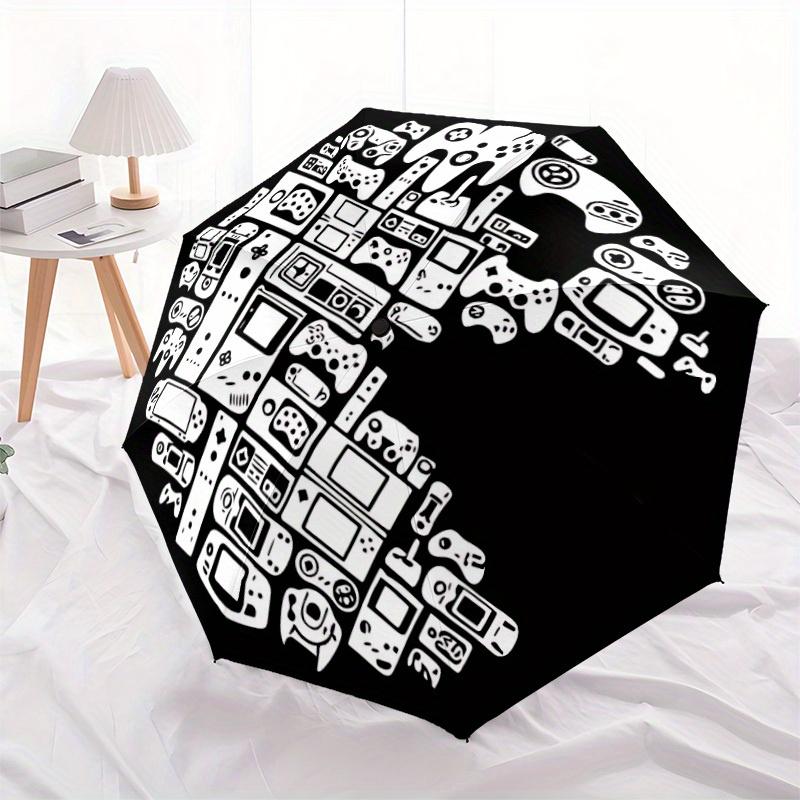 1pc Gaming Console Automatic Folding Umbrella, 8-Rib Sturdy Canopy, Portable Travel Umbrella for Outdoor Use