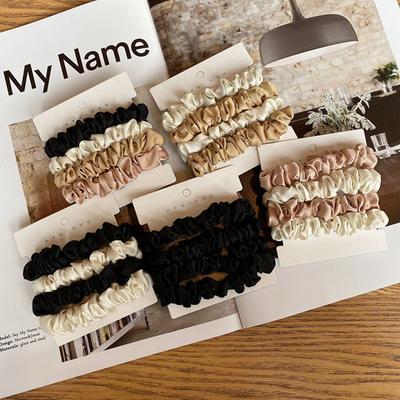 4 STÜCKE/Set Satin Seide Scrunchies Elastische Haarbänder Damen Klein Uni Pferdeschwanzhalter Haargummi Gummibänder Mädchen Haaraccessoires