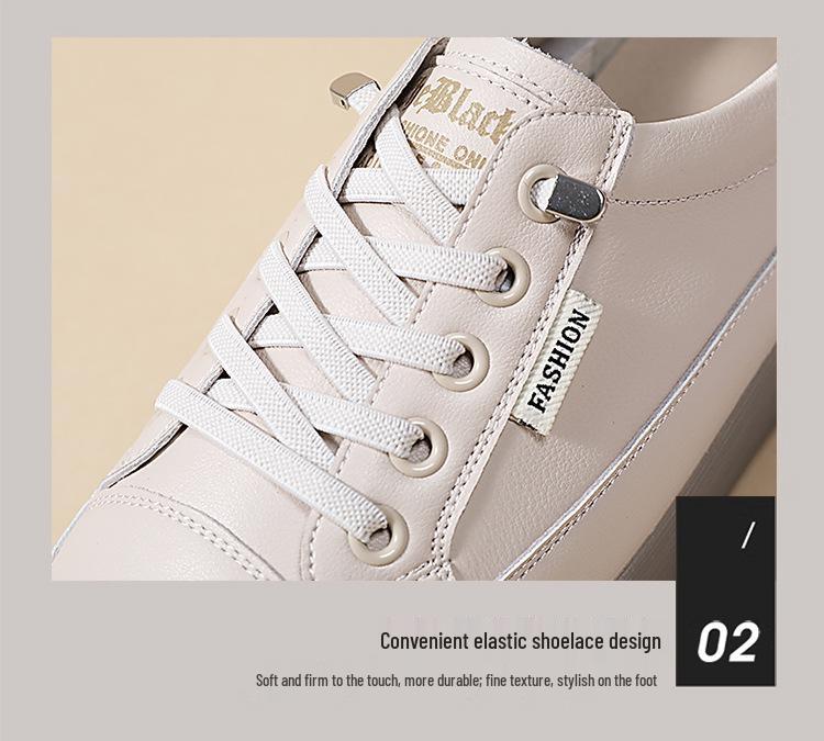 Women's Cowhide White Slip-On Shoes: Summer/Autumn Soft Sole, Casual Elastic Band Sneakers