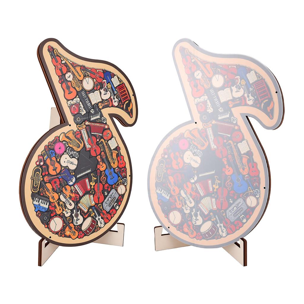 67 Pcs Musical Note Instrument Jigsaw Puzzle Ornament 3D Wooden Music Note Puzzle Decor B Type