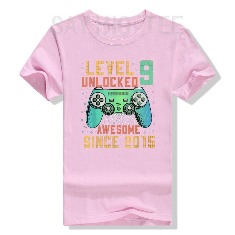 Level 9 Unlocked Awesome Since 2015 Gaming T-Shirt 9th Birthday 9-Years-Old Boy Gifts Gamer Tee Tops Cool Sons B-day Presents