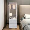 Modern Nightstand W/ 2 Drawers, 3-Tier Bedside Table for Bedroom - Sturdy White End Table with Storage Shelf, Small Night Stand