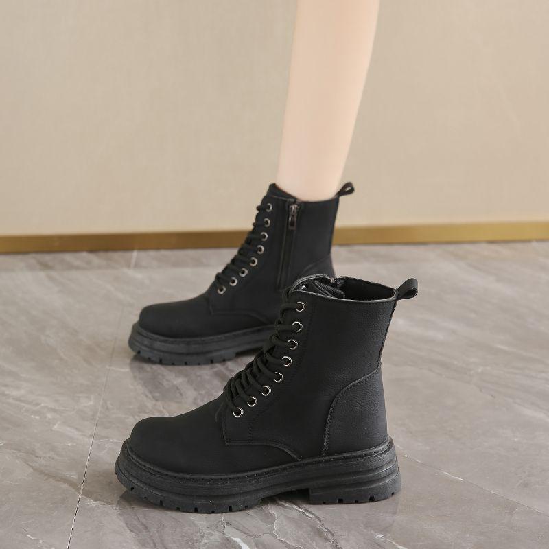 Lace-up Round Toe Ankle Boots for Women Spring Autumn Platform Woman Short Shoes Comfortable and Elegant Chic New In Y2k Booties