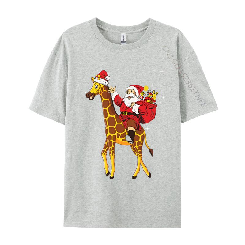 Christmas Giraffe Santa Claus Riding Tshirt Unisex Funny Tshirt Printed T Shirts Casual Oversized Tees