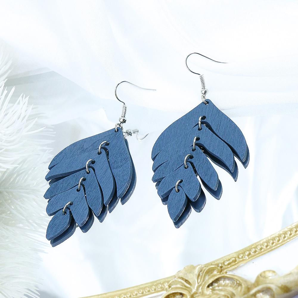 

Ethnic Vintage Long Wooden Leaf Dangle Earrings for Women Boho Colorful Splicing Statement Hook Earrings Pendientes Mujer Gift синій