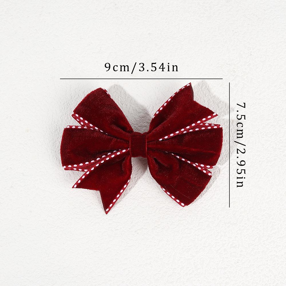 2PCS Velvet Bow Girls Hair Clip Sweet Retro Red Green Bow Hair Clip Handmade Hair Clip Headwear Children's Hair Accessories