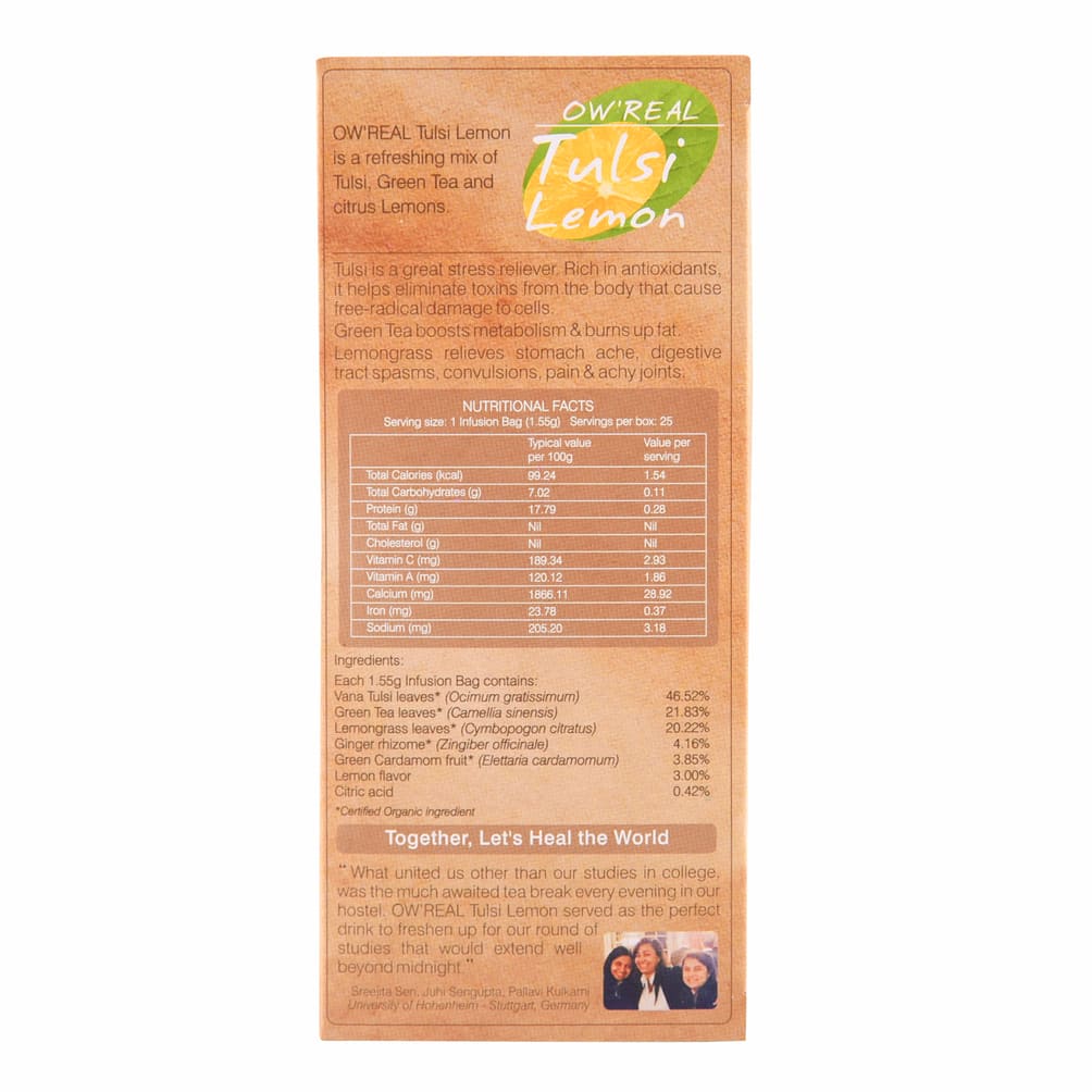 Чай с Тулси и Лимоном (25 пак, 1.55 г), Tulsi Lemon Tea,  Organic Wellness