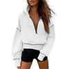 Women's Hooded Long Sleeve Half Zip Cropped Sweatshirt - Casual Autumn Winter Fashion 2026