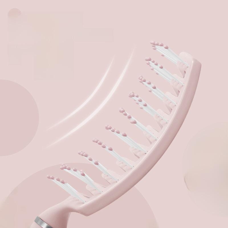 Damen Gerippter Gebogener Flauschiger Kopf Stylingkamm - Volumenverleihendes & Massage-Werkzeug