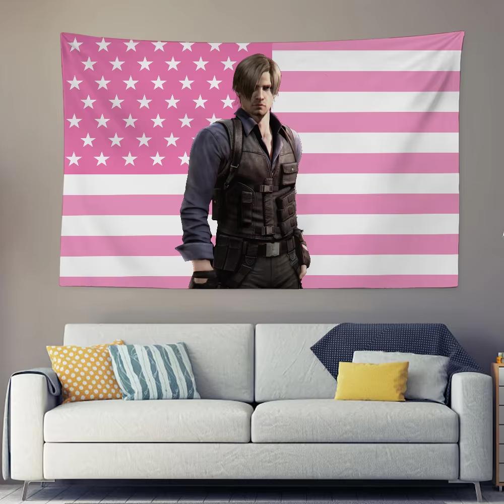 

Leon Kennedy Club Party Tapestry RResident EEvil Character Backdrop for Holiday Home Living Room Event Wall Hanging 74x94cm(29x37in)