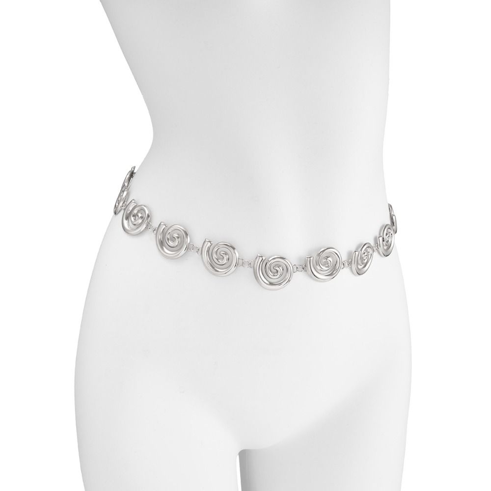 Silver Spiral Circle Waist Chain Gold Color Oval Belly Chain Creative Metal Waist Chain Girls