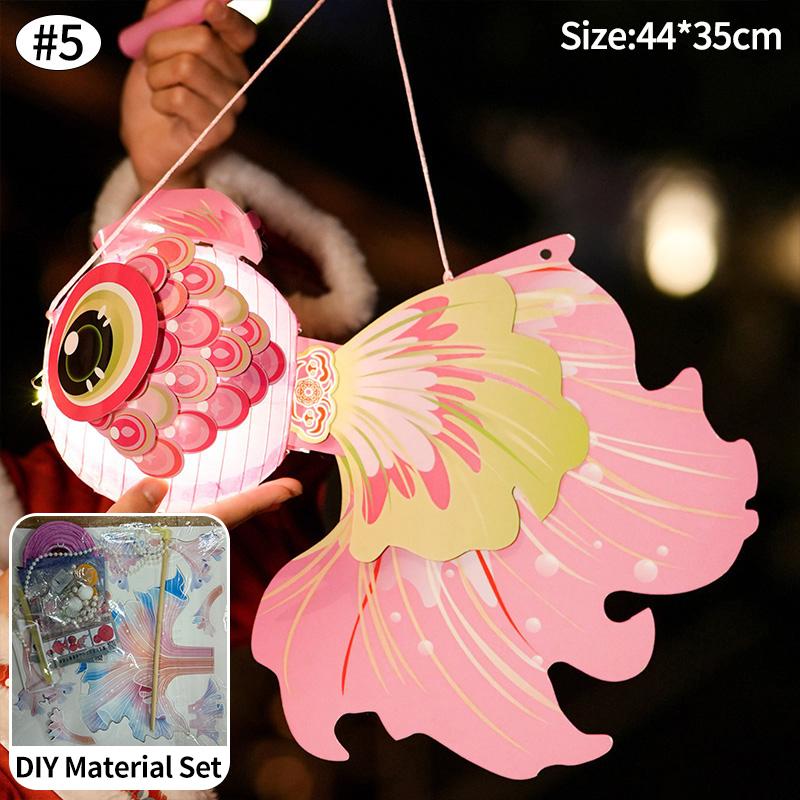 Autumn Festival Fish Lanterns DIY Chinese Paper Lantern Handmade Hanging Fish Lanterns Mid-autumn Party Celebration Decorations