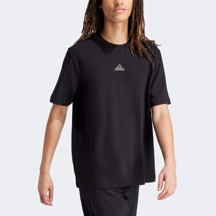 Adidas All Season Solid Embroidered Detail Crew Neck Tee Men Tops Black IN3158
