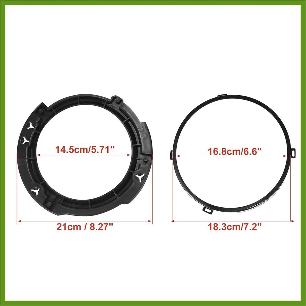 7 Zoll Runder Scheinwerfer Montage Halterungsring Set mit Scheinwerfer Metallring für Jeep Wrangler JK 2007-2017 Schwarz Ersatzteile Fahrzeug