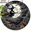 2D Flat Aluminium Halloween Sign with Flying Demon Witch Pattern - Halloween Figurine Ornaments - Ideal for Front Door, Wall, Porch, Window Decor
