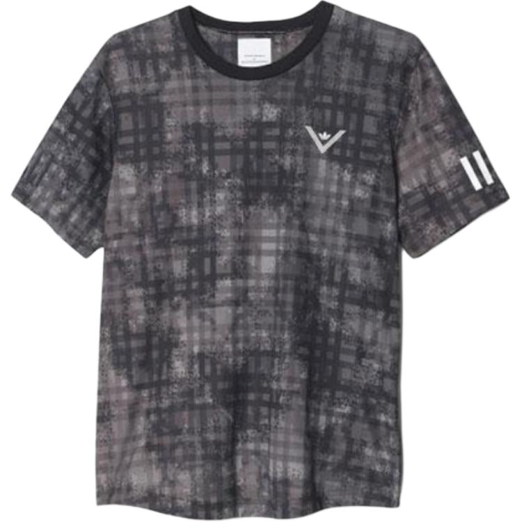 Adidas Originals Plaid Letter Crew Neck Short Sleeve T-Shirt Men Tops AY3124 S
