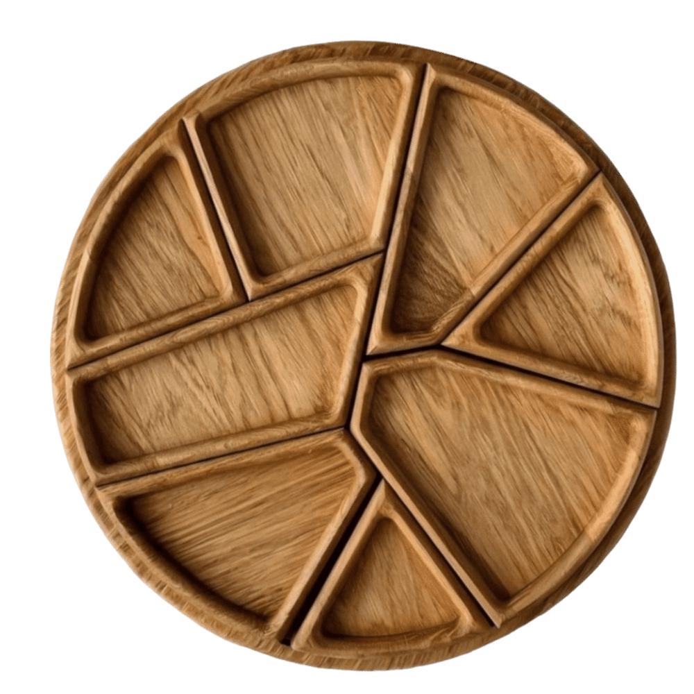 

Large Size Divided Platter Removable Snack Serving Trays Wooden Puzzle Serving Tray Party