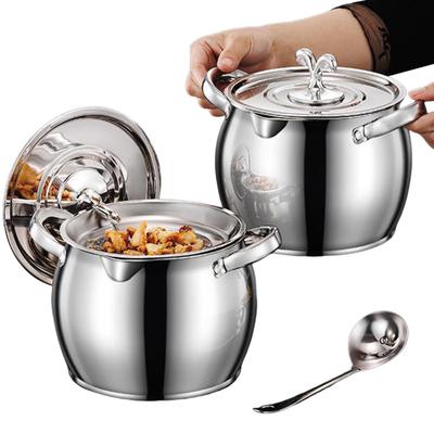 Contenedor de Grasa de Tocino de Acero Inoxidable de 1.2L con Tapa Coladora Resistente al Calor Conservador de Aceite de Cocina Almacenamiento de Grasa Lata Tarro Olla con Filtro