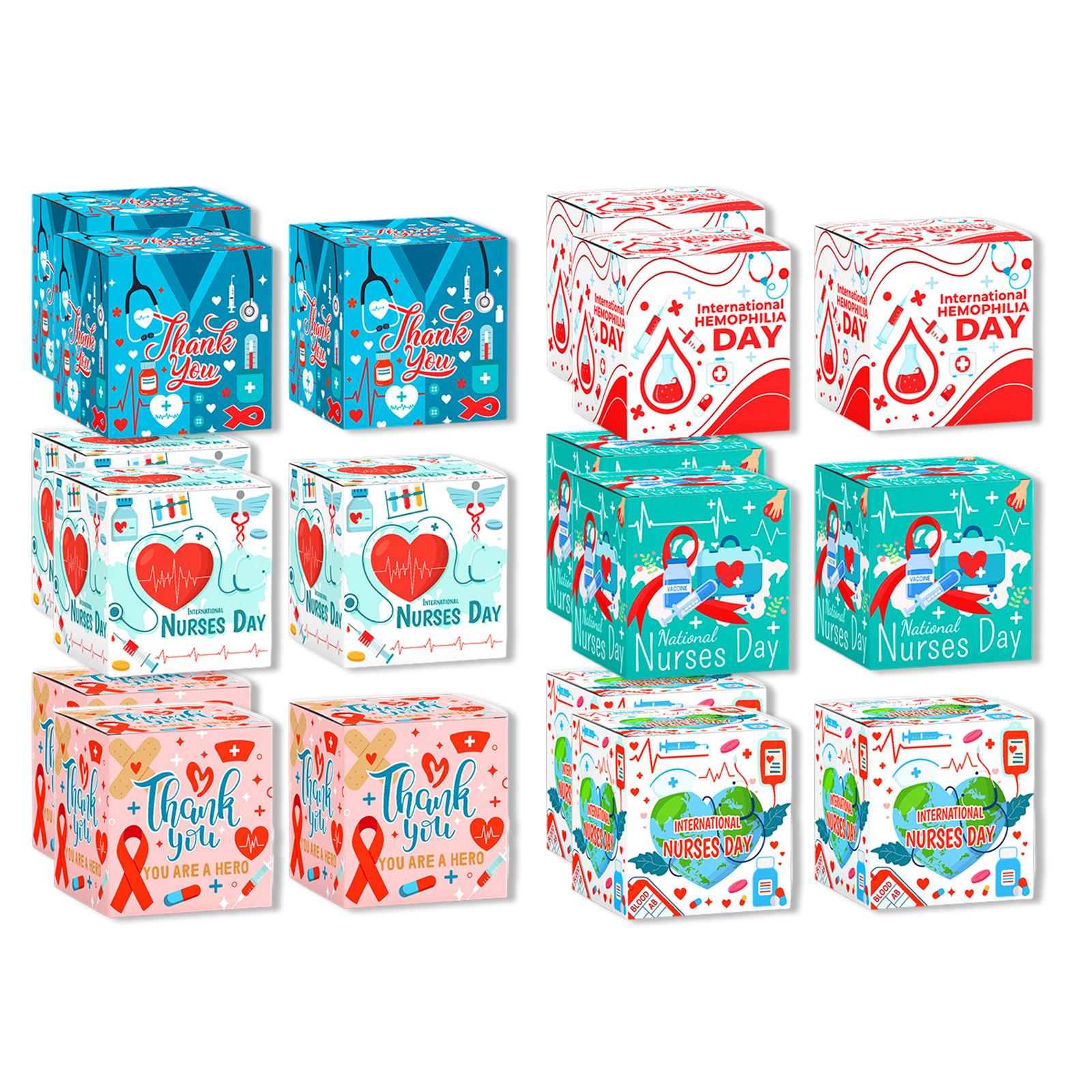 

18PCS Nurses Day Layout Props Candy and Snacks Packaging Paper Boxes Party Supplies Elegant Easy Assemble Gift Boxes
