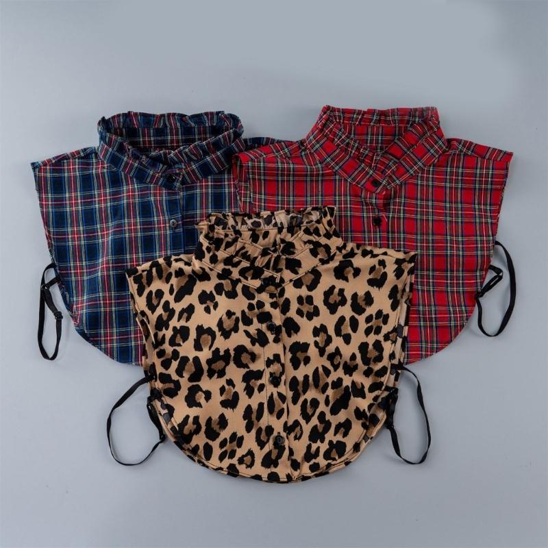 Checkered Pattern Detachable Collar Soft Polyester Fabric Decorative Lapel Collar For All Day Wear Women Accessories