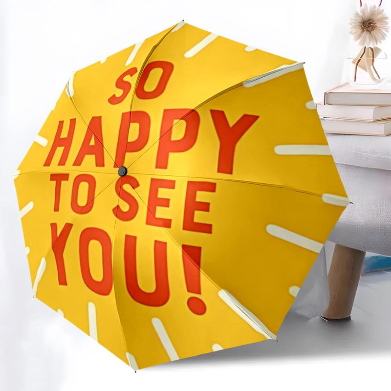 

1pc Happy To See You Automatic Open/Close Umbrella - Compact Travel Umbrella, Gift for Birthday, Holiday yy260106045