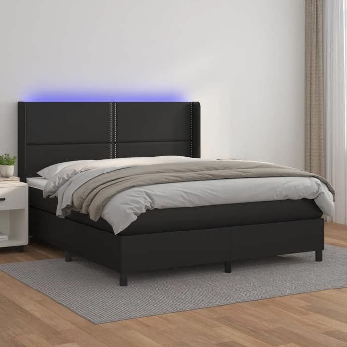 VidaXL Slat Bed Base with Mattress and LED, Upholstered Bed, Double Bed, Adult Bed for Interior Bedroom, 3139337