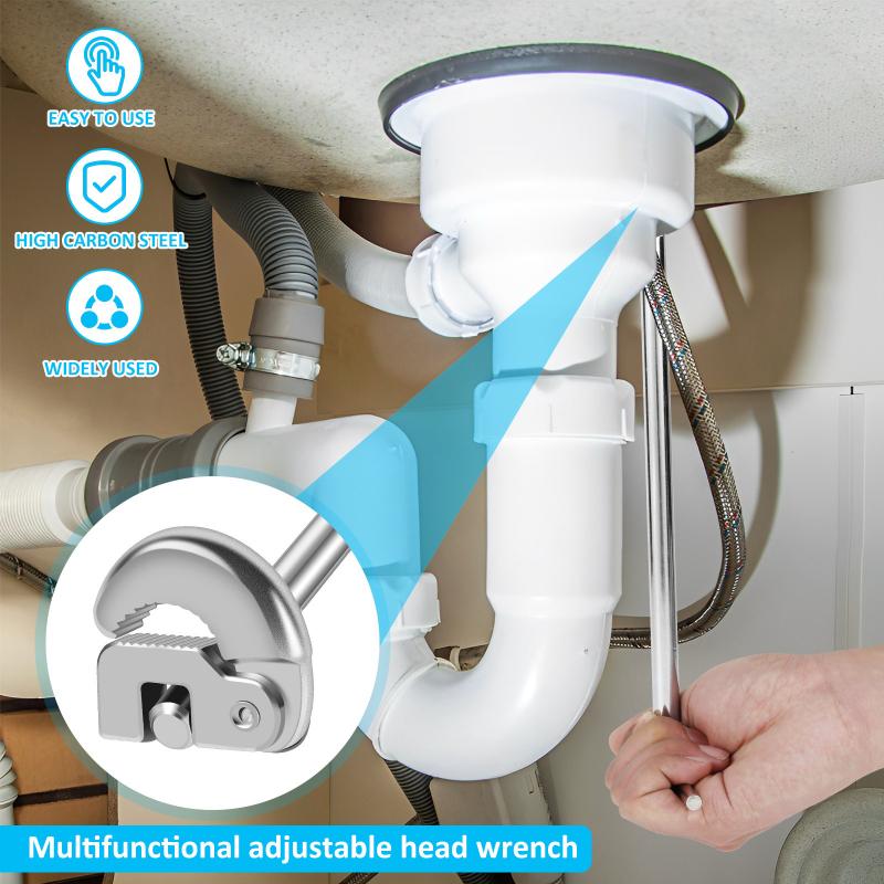 Multi Functional Activity Head Sink Wrench Hot Cold Water Faucet Sink Wrench Carbon Steel Bathroom Water Pipe Disassembly Tools
