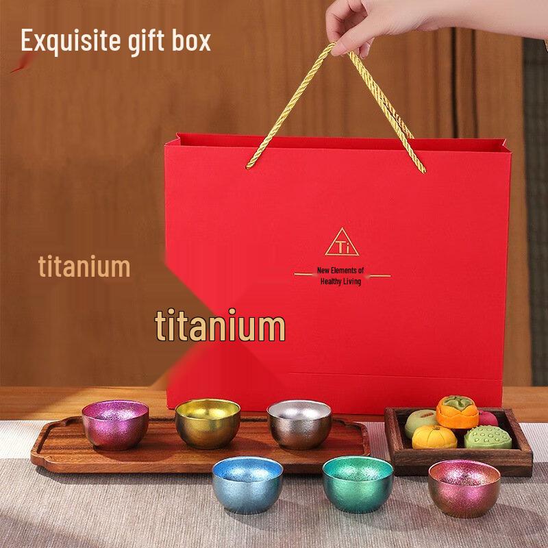 MRSIKEY Titanium Double-Layer Kung Fu Tea Cup Set (6-Piece)