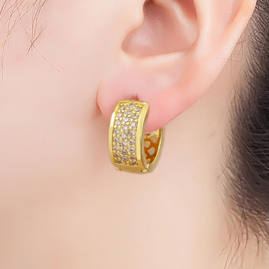 Nidin Hot Sale S/M/L Sizes Cubic Zirconia Geometry Circular Hoop Earrings For Women Female Trendy Temperament Ear Jewelry Gifts